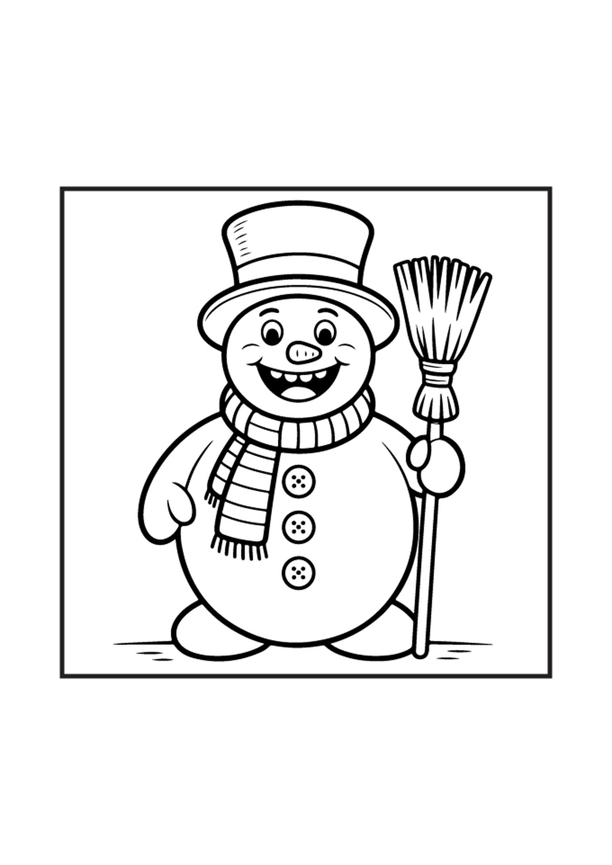 Coloriage bonhomme de neige chapeau haut de forme