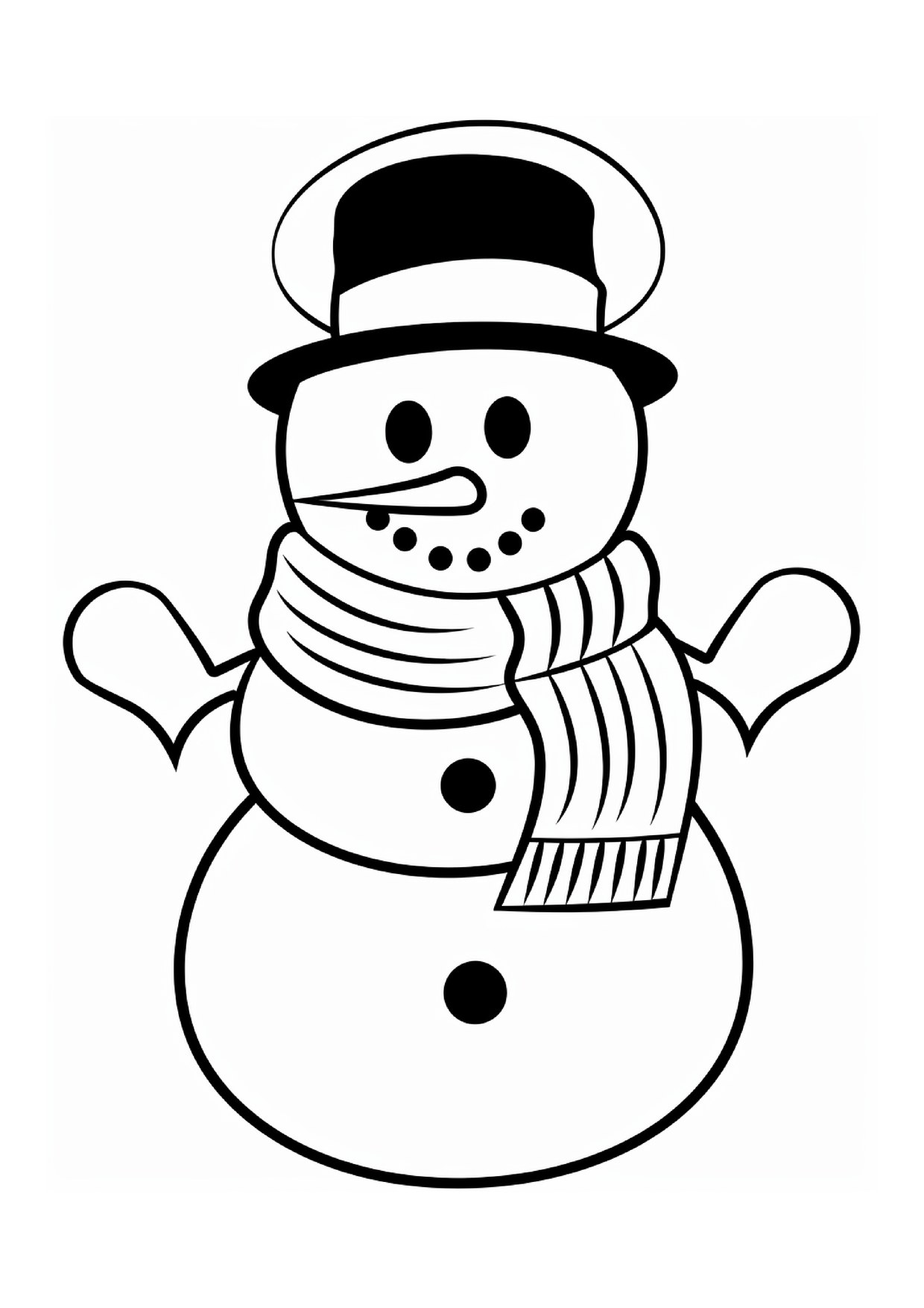 Coloriage bonhomme de neige chapeau haut forme