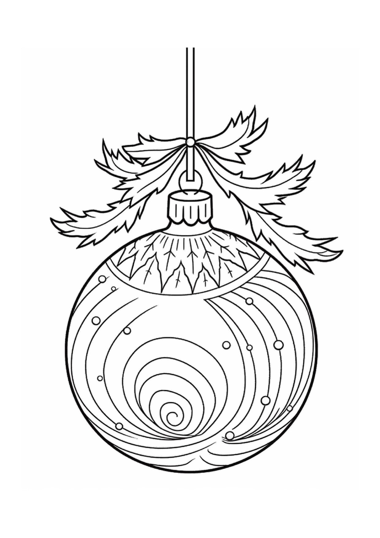 Coloriage boule de noel suspendue rayee