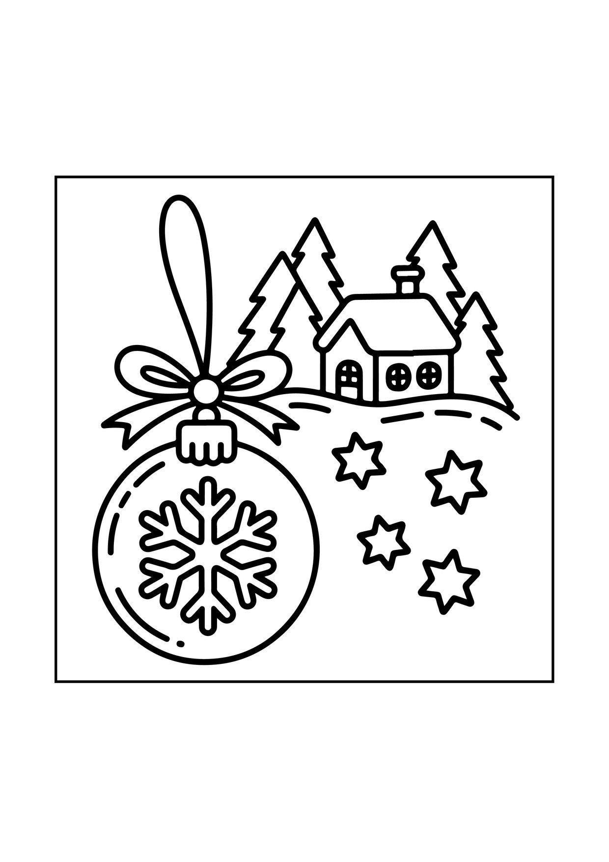Coloriage boule flocon avec maison