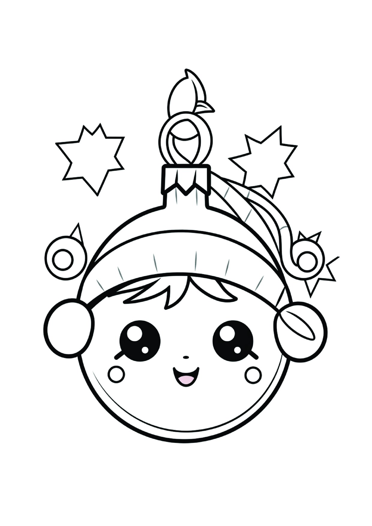 Coloriage boule noel bois etoiles