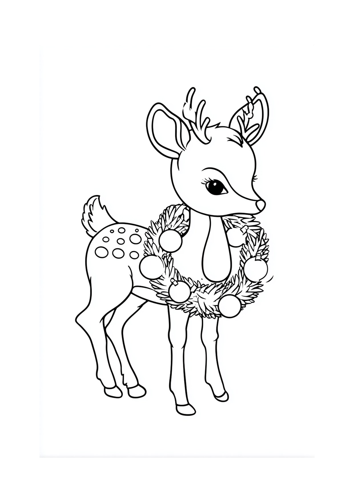 Coloriage faon couronne fleurs 2