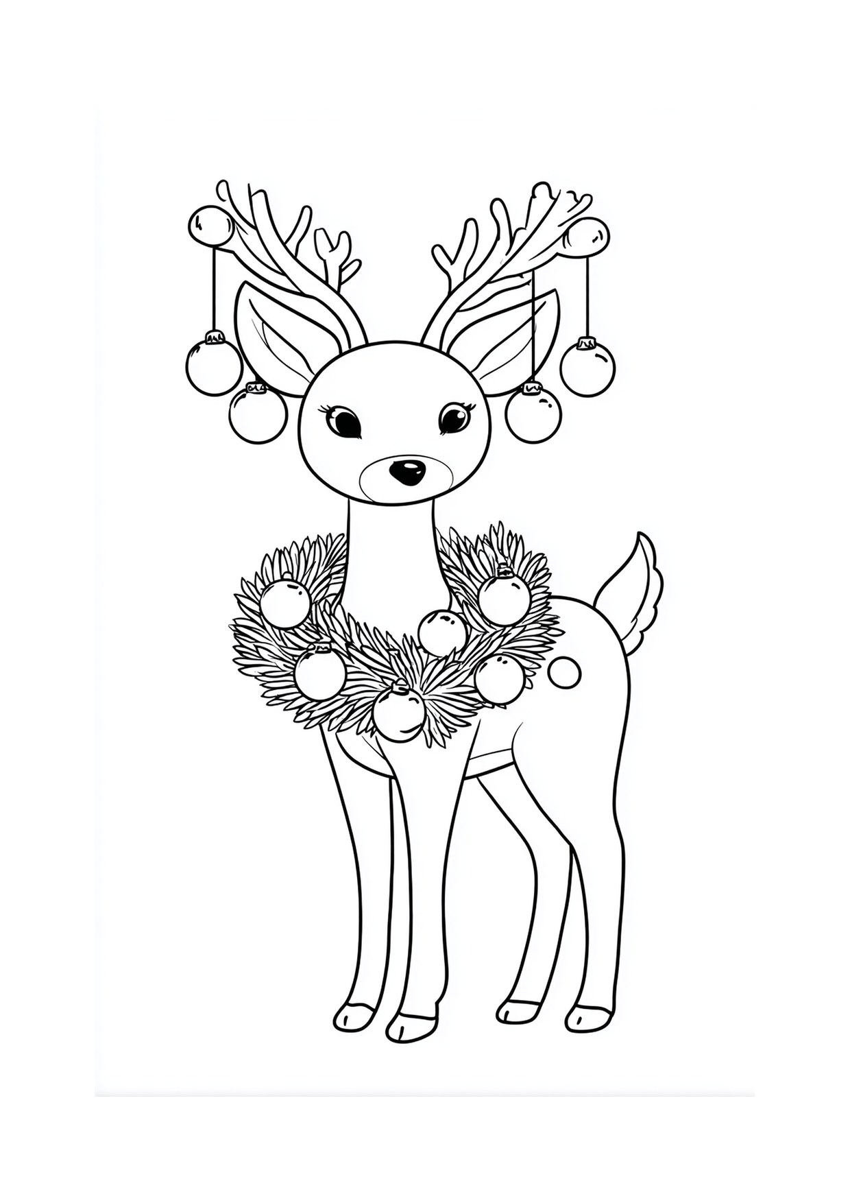 Coloriage faon couronne fleurs 3
