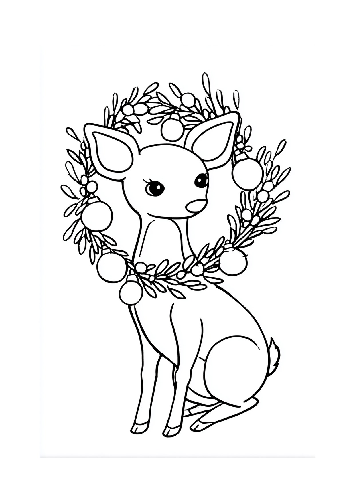 Coloriage faon couronne sapin