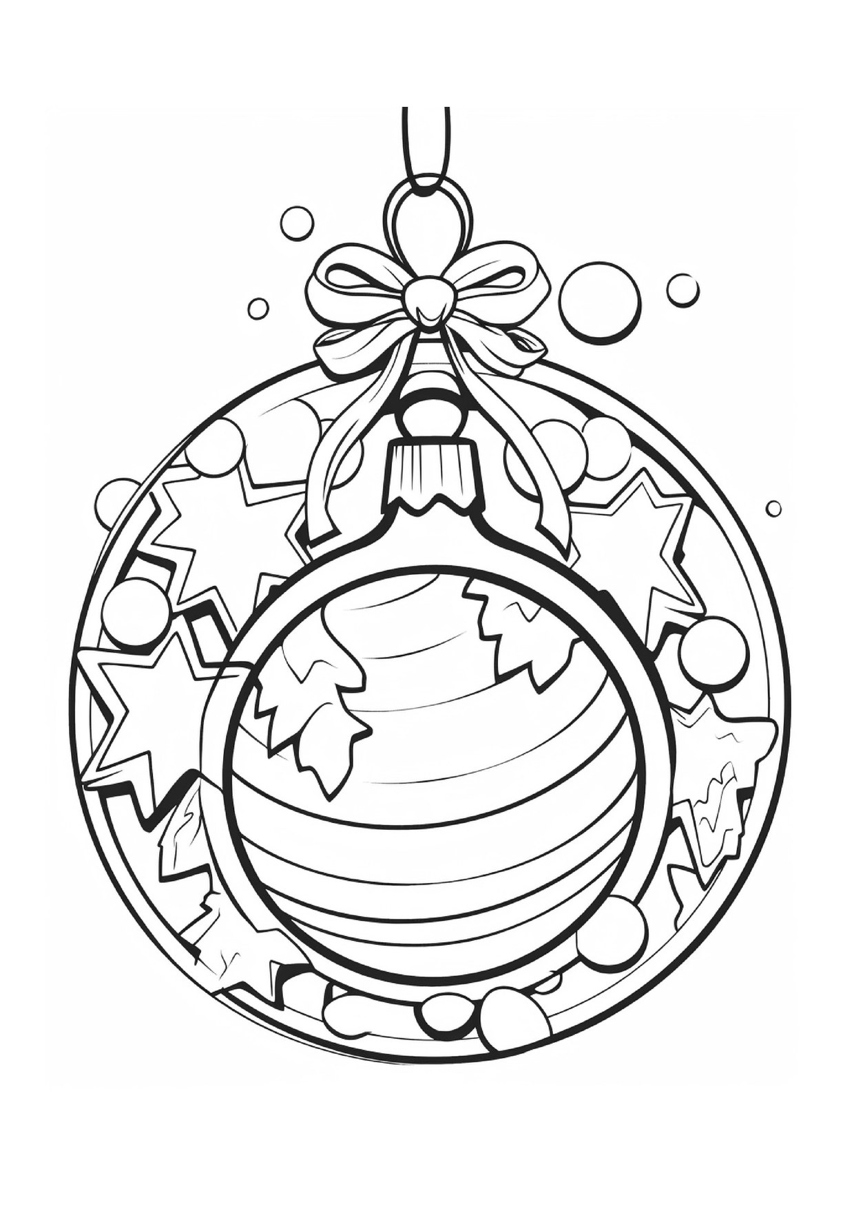 Coloriage grande boule de noel suspendue