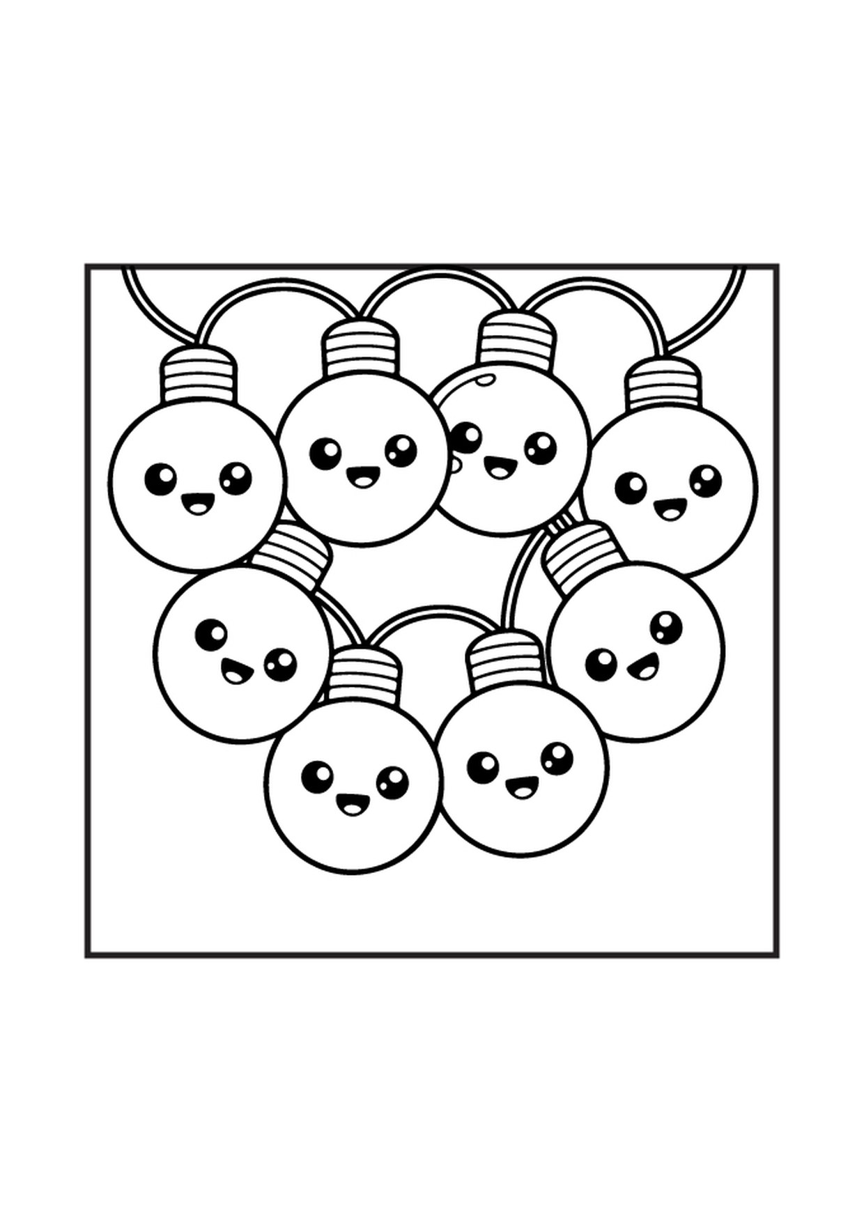 Coloriage guirlande boules de noel kawaii 2