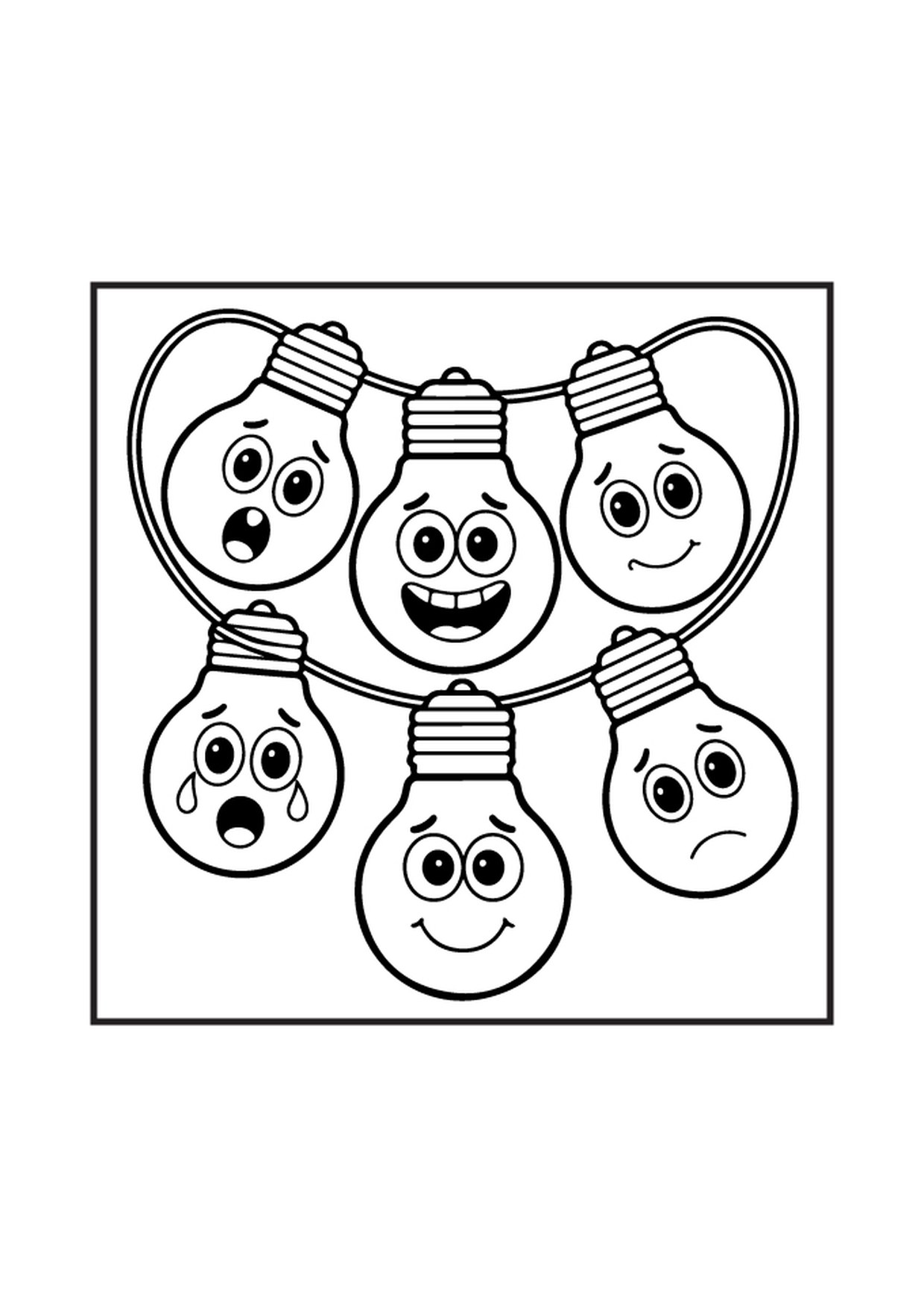 Coloriage guirlande boules de noel kawaii 3