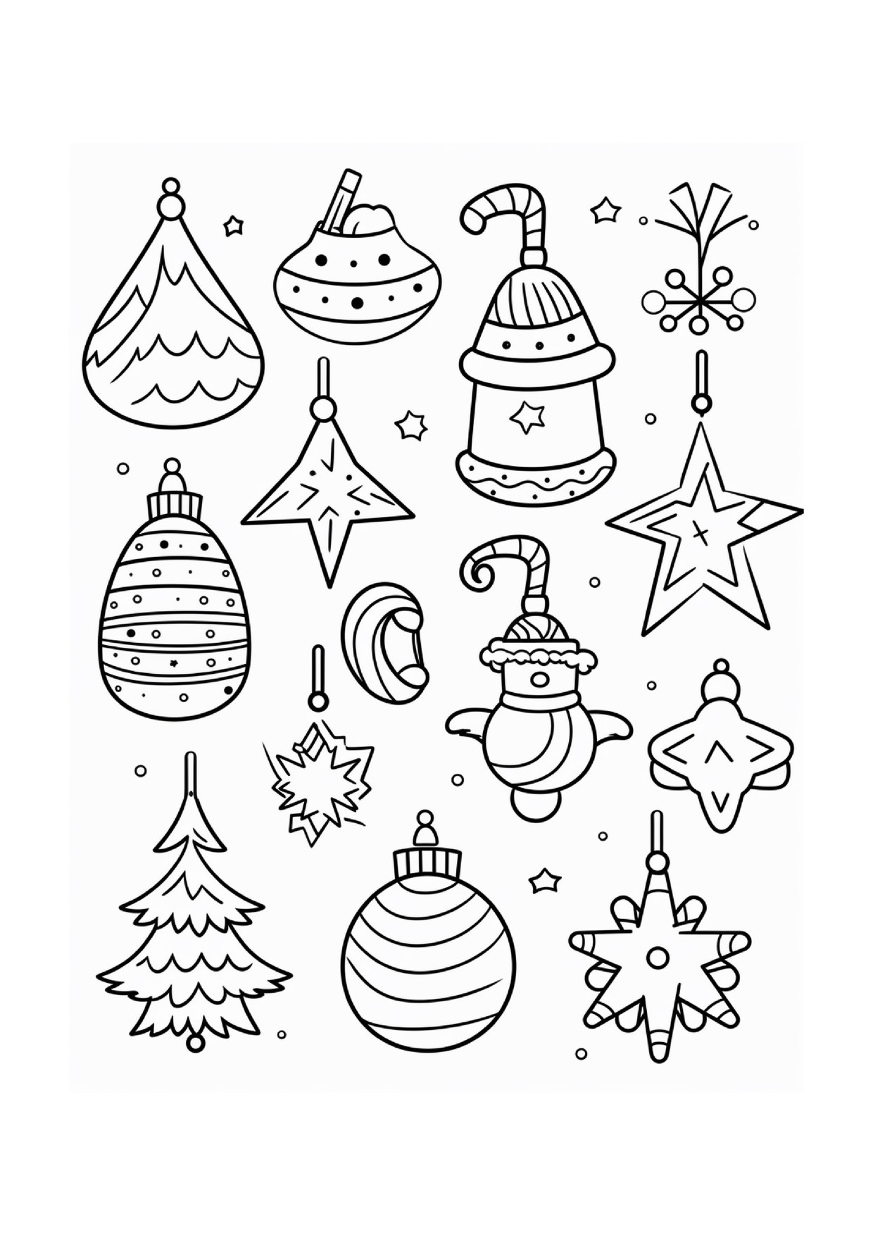 Coloriage ornements boules etoiles noel