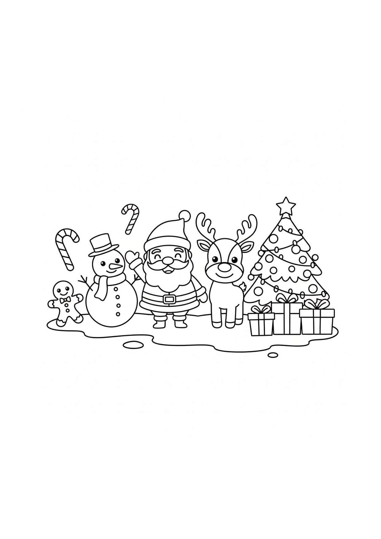 Coloriage de village de Noël : personnages Noël village, à imprimer et colorier
