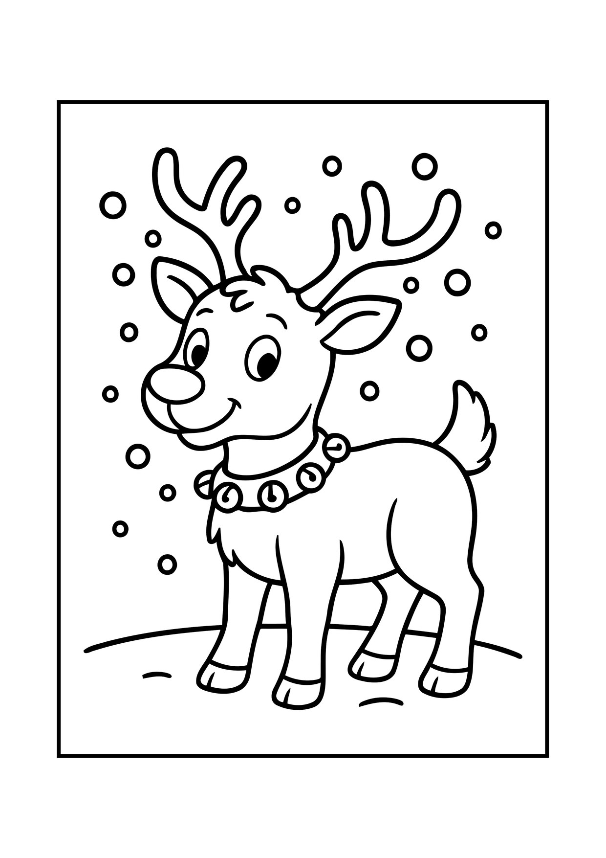 Coloriage renne flocons neige
