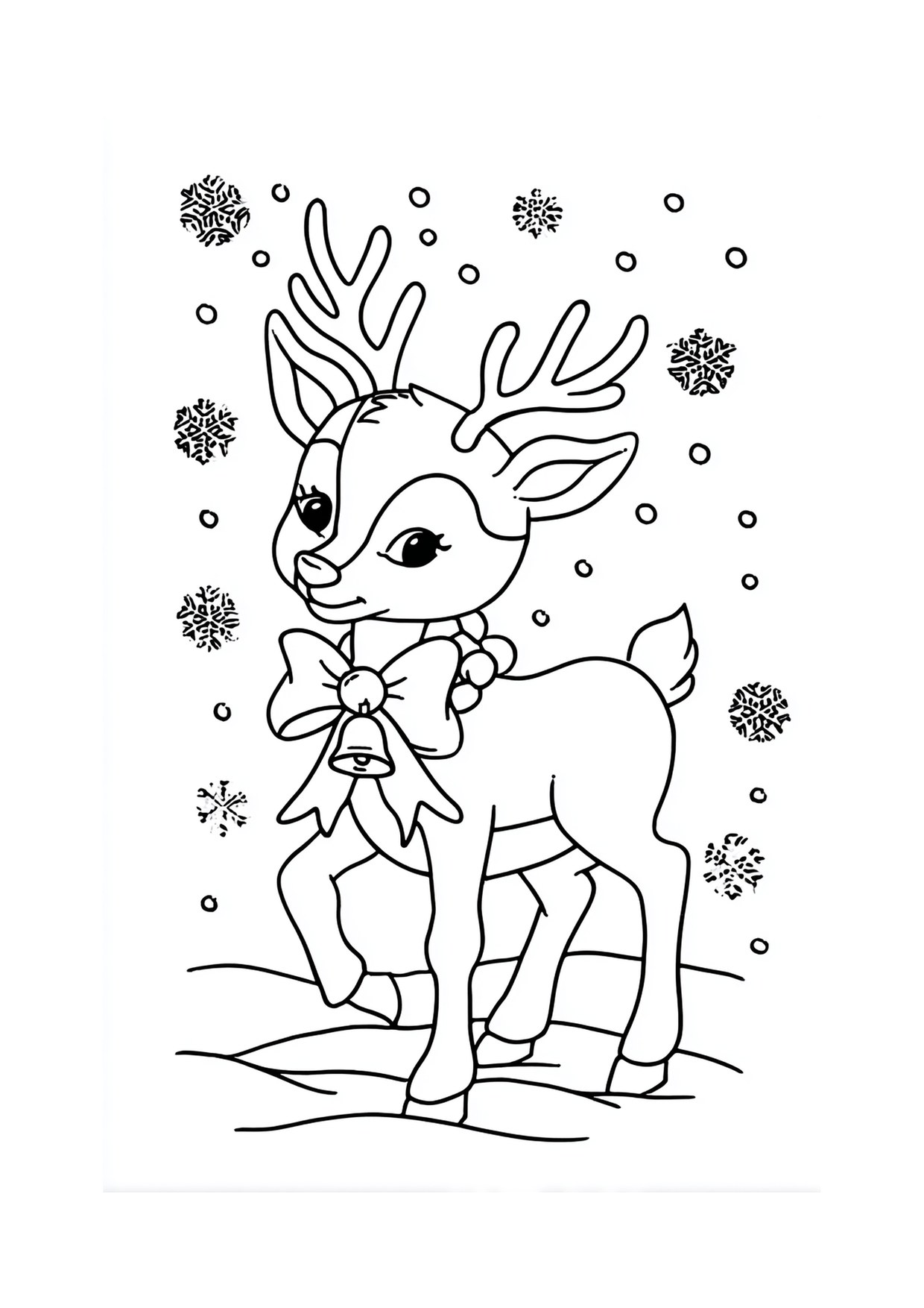 Coloriage renne mignon debout 10