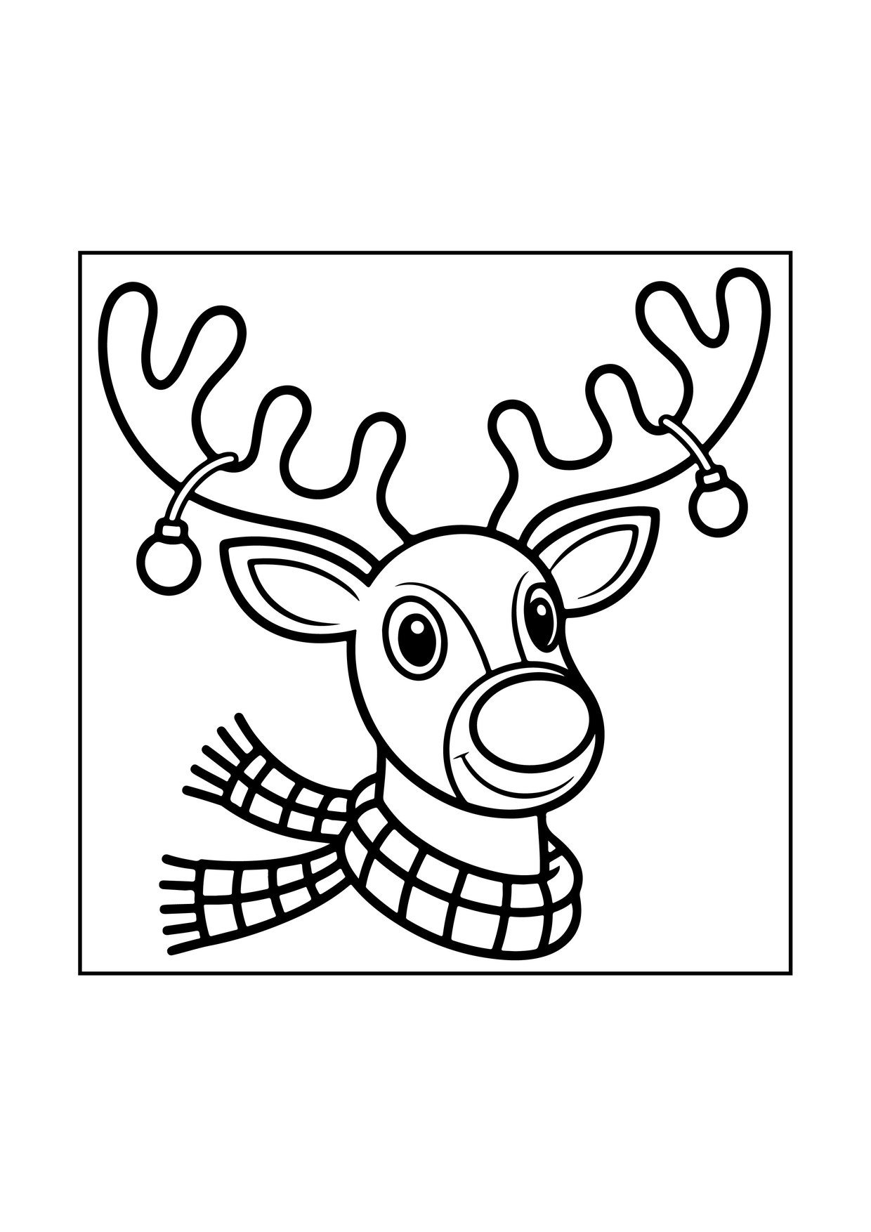Coloriage tete renne avec echarpe
