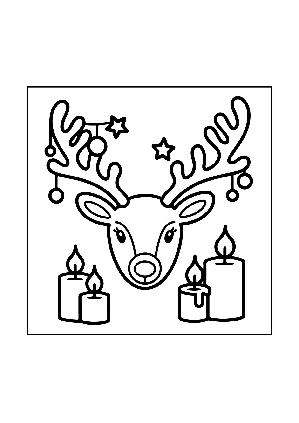 Coloriage tete renne bougies